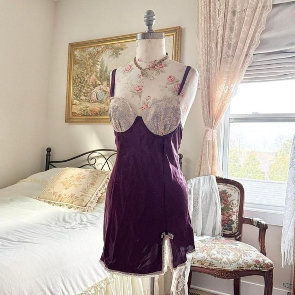 purple lace slip dress  Y2K purple lace‎ slip dress Ambrielle size medium